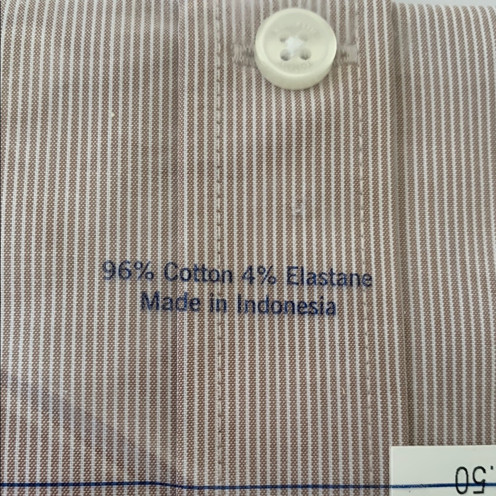 Tommy Hilfiger Tan and White Dress Shirt Classic Style athletic fit  14.5 32/33 - Picture 5 of 11